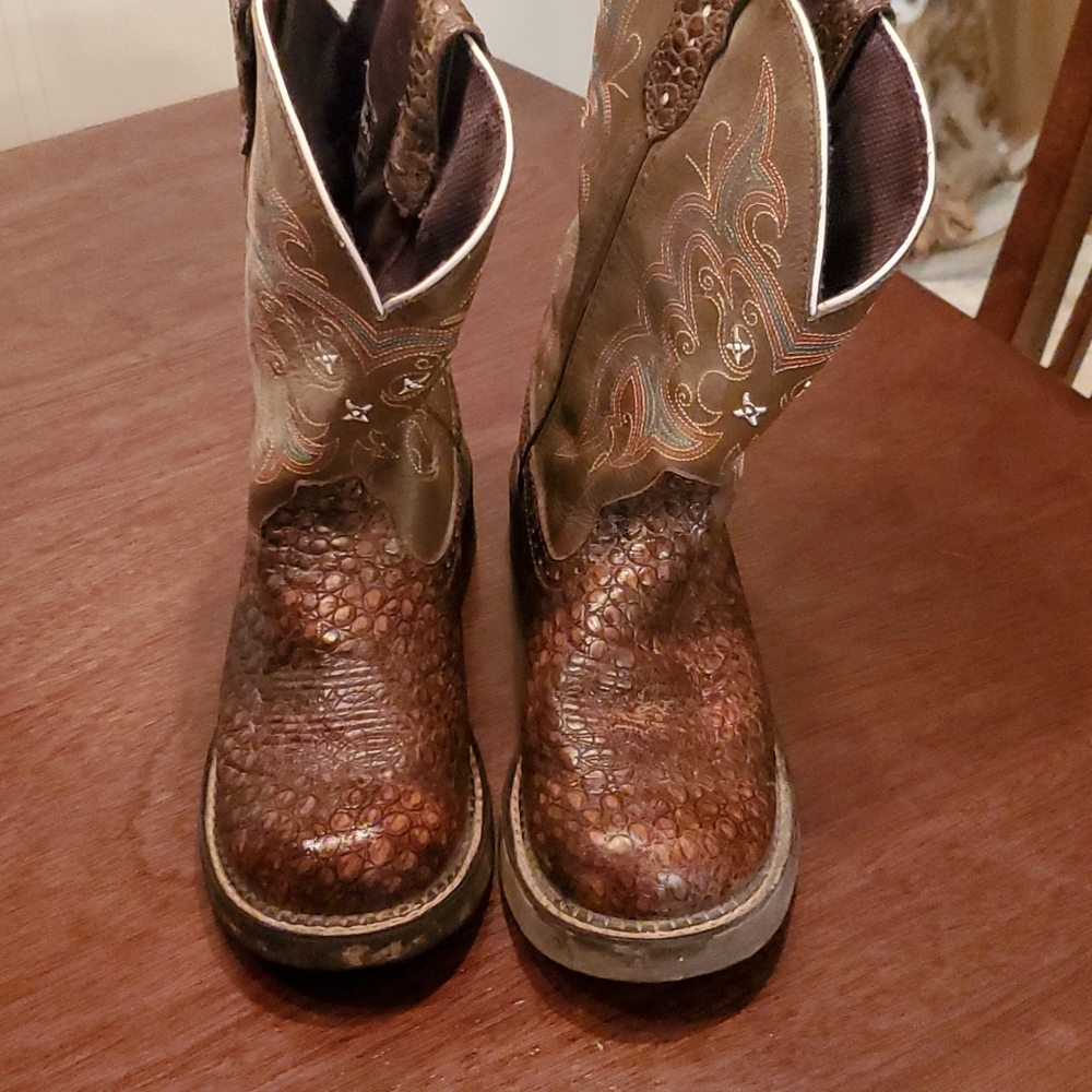 Justin Gypsy brown snake skin boots